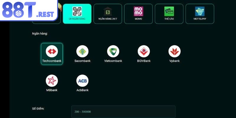 Sân cược cung cấp nhiều phương thức nạp tiền 88T đa dạng