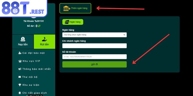 Điền chính xác thông tin rút tiền theo đúng yêu cầu